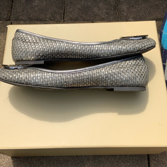 Tory Burch Lurex Silver Reva Ballet Flats 7.5 - Picture 6 of 7